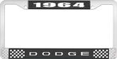 1964 Dodge License Plate Frame - Black and Chrome with White Lettering