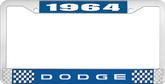 1964 Dodge License Plate Frame - Blue and Chrome with White Lettering