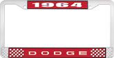 1964 Dodge License Plate Frame - Red and Chrome with White Lettering 
