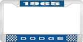 1965 Dodge License Plate Frame - Blue and Chrome with White Lettering