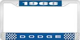 1966 Dodge License Plate Frame - Blue and Chrome with White Lettering