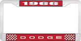 1966 Dodge License Plate Frame - Red and Chrome with White Lettering 