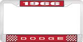 1966 Dodge License Plate Frame - Red and Chrome with White Lettering