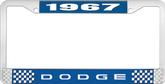 1967 Dodge License Plate Frame - Blue and Chrome with White Lettering