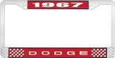 1967 Dodge License Plate Frame - Red and Chrome with White Lettering