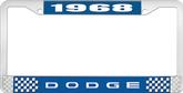 1968 Dodge License Plate Frame - Blue and Chrome with White Lettering