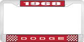 1968 Dodge License Plate Frame - Red and Chrome with White Lettering