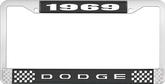 1969 Dodge License Plate Frame - Black and Chrome with White Lettering