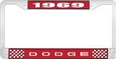 1969 Dodge License Plate Frame - Red and Chrome with White Lettering