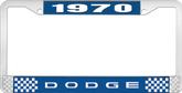 1970 Dodge License Plate Frame - Blue and Chrome with White Lettering