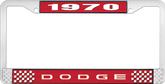 1970 Dodge License Plate Frame - Red and Chrome with White Lettering