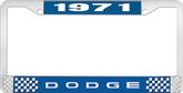 1971 Dodge License Plate Frame - Blue and Chrome with White Lettering