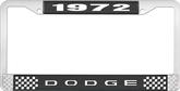 1972 Dodge License Plate Frame - Black and Chrome with White Lettering
