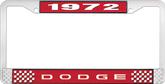 1972 Dodge License Plate Frame - Red and Chrome with White Lettering