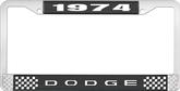 1974 Dodge License Plate Frame - Black and Chrome with White Lettering