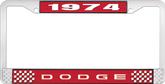 1974 Dodge License Plate Frame - Red and Chrome with White Lettering