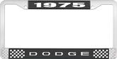 1975 Dodge License Plate Frame - Black and Chrome with White Lettering