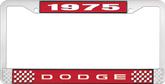 1975 Dodge License Plate Frame - Red and Chrome with White Lettering