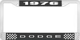 1976 Dodge License Plate Frame - Black and Chrome with White Lettering