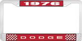 1976 Dodge License Plate Frame - Red and Chrome with White Lettering 