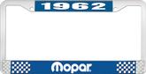 1962 Mopar License Plate Frame - Blue and Chrome with White Lettering