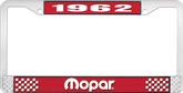 1962 Mopar License Plate Frame - Red and Chrome with White Lettering