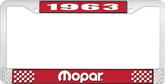 1963 Mopar License Plate Frame - Red and Chrome with White Lettering