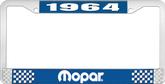 1964 Mopar License Plate Frame - Blue and Chrome with White Lettering