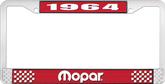 1964 Mopar License Plate Frame - Red and Chrome with White Lettering 