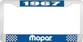 1967 Mopar License Plate Frame - Blue and Chrome with White Lettering