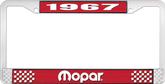 1967 Mopar License Plate Frame - Red and Chrome with White Lettering