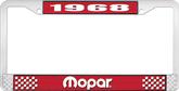 1968 Mopar License Plate Frame - Red and Chrome with White Lettering 