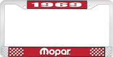 1969 Mopar License Plate Frame - Red and Chrome with White Lettering