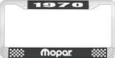 1970 Mopar License Plate Frame - Black and Chrome with White Lettering