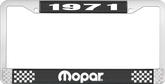 1971 Mopar License Plate Frame - Black and Chrome with White Lettering