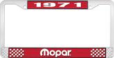 1971 Mopar License Plate Frame - Red and Chrome with White Lettering
