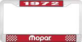 1972 Mopar License Plate Frame - Red and Chrome with White Lettering