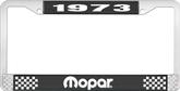 1973 Mopar License Plate Frame - Black and Chrome with White Lettering
