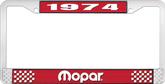 1974 Mopar License Plate Frame - Red and Chrome with White Lettering 