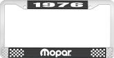 1976 Mopar License Plate Frame - Black and Chrome with White Lettering