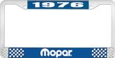 1976 Mopar License Plate Frame - Blue and Chrome with White Lettering 