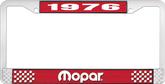 1976 Mopar License Plate Frame - Red and Chrome with White Lettering