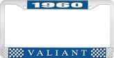 1960 Plymouth Valiant; License Plate Frame; Blue And Chrome With White Lettering