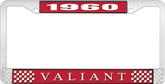1960 Plymouth Valiant; License Plate Frame; Red And Chrome With White Lettering