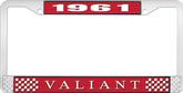 1961 Plymouth Valiant; License Plate Frame; Red And Chrome With White Lettering