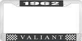 1962 Plymouth Valiant; License Plate Frame; Black And Chrome With White Lettering