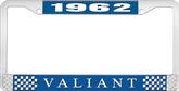 1962 Plymouth Valiant; License Plate Frame; Blue And Chrome With White Lettering