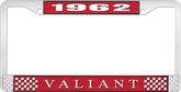1962 Plymouth Valiant; License Plate Frame; Red And Chrome With White Lettering