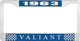 1963 Plymouth Valiant; License Plate Frame; Blue And Chrome With White Lettering