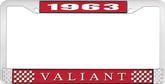 1963 Plymouth Valiant; License Plate Frame; Red And Chrome With White Lettering